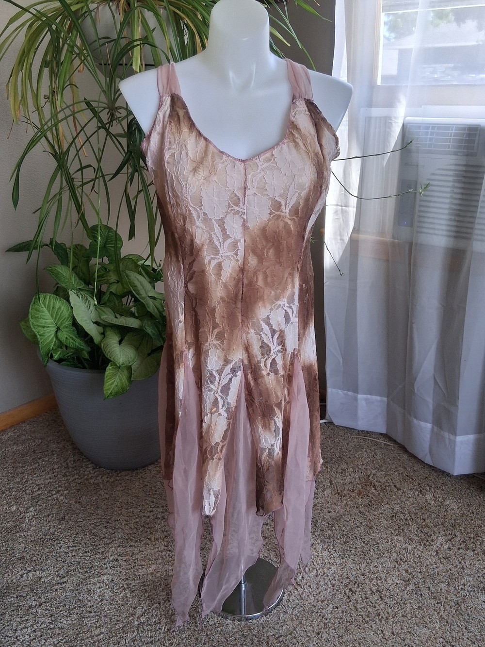 Vintage Fairycore Lace Dress Leotard Boho Pixie Woodland Fairy Balletcore Y2K XL